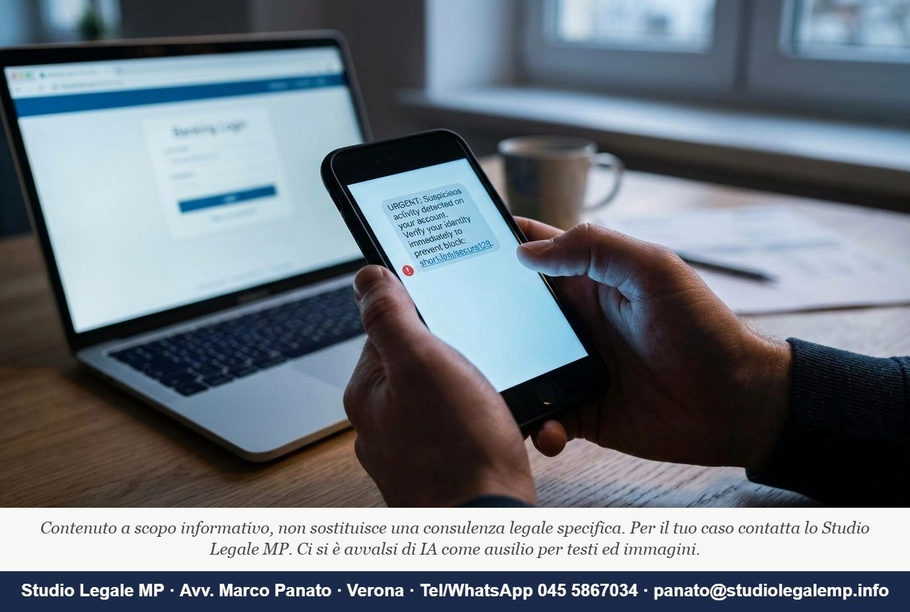 4 errori phishing smishing che fanno perdere il rimborso - Studio Legale MP - Verona