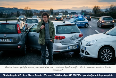 Tamponamento a catena: responsabilità del veicolo intermedio - Studio Legale MP - Verona